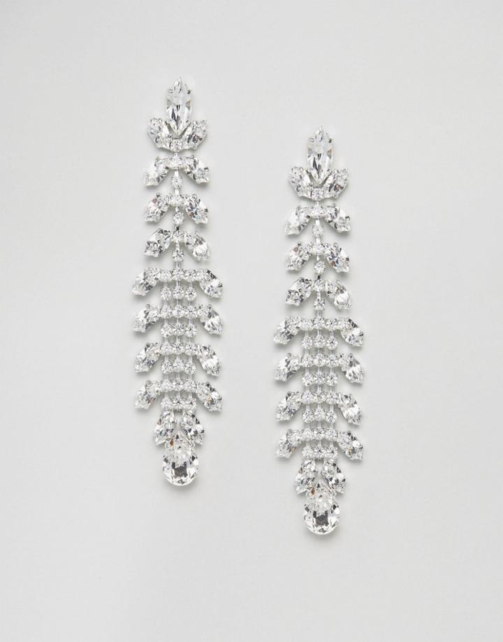 Krystal London Swarovski Crystal Trailing Earrings - Silver