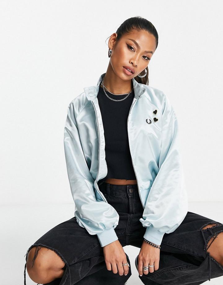 Fred Perry X Amy Winehouse Satin Harrington Jacket In Light Blue