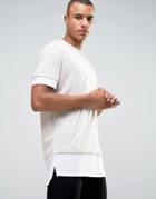 New Look Longline Layered T-shirt In Stone - Stone
