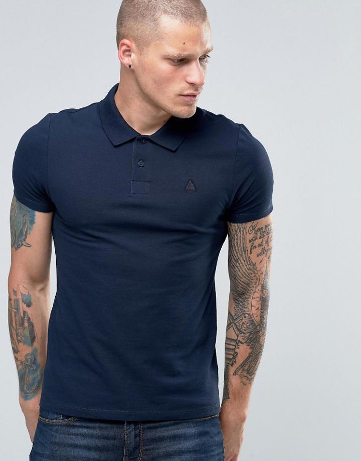 Asos Muscle Pique Polo Shirt With Logo In Navy - Navy
