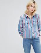 Wrangler Cropped Stripe Shirt - Blue