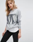 New Look Sequin Panel Sweatshirt Sweater - Gray