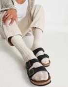 Jack & Jones Leather Sandals In Black