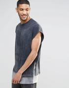 Asos Super Oversized Sleeveless T-shirt With Extreme Side Splits And Contrast Hem Extender