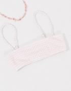 & Other Stories Gingham Square Neck Bikini Top In Pink And White