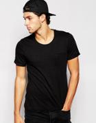 Produkt Crew Neck T-shirt With Slubby Fabric - Black