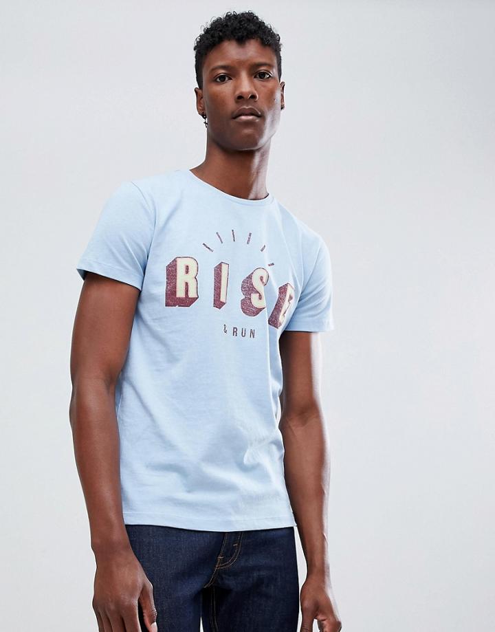 Scotch & Soda Short Sleeve Tee With Soaked In Chest Print - Blue