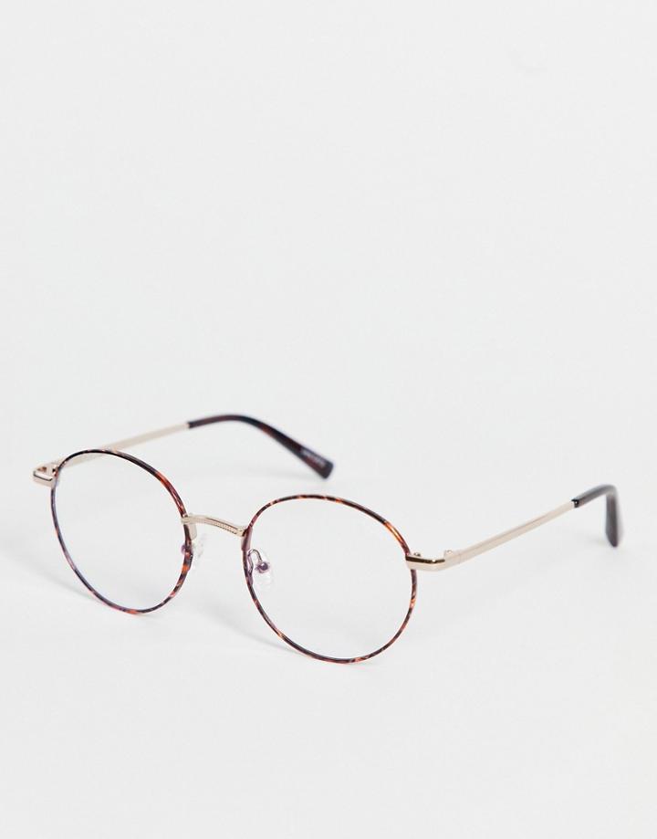 Quay I See You Unisex Blue Light Round Glasses In Tort-brown