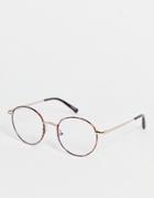 Quay I See You Unisex Blue Light Round Glasses In Tort-brown