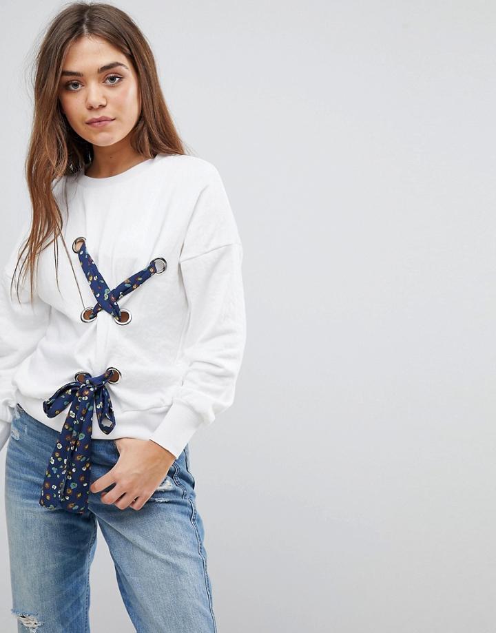 After Market Lace Up Detail Sweatshirt - White
