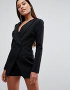 Lavish Alice Off The Shoulder Double Breasted Blazer Style Romper - Black