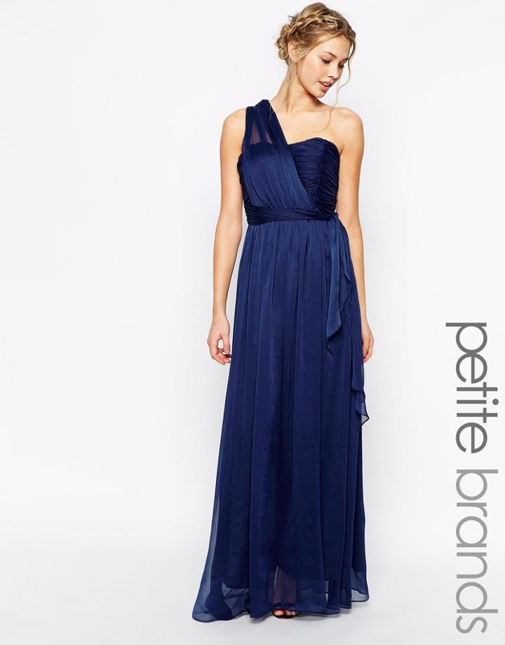True Decadence Petite One Shoulder Soft Maxi Dress - Navy