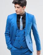 Noose & Monkey Super Skinny Suit Jacket With Stretch - Cornflour Blue