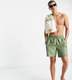 Reclaimed Vintage Inspired Recycled Utility Swim Short In Khaki-green
