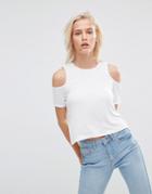 Minkpink Cold Shoulder T-shirt - White