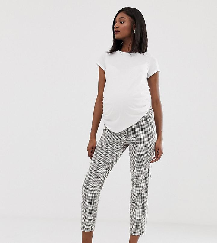 Asos Design Maternity Check Side Stripe Tapered Pants - Multi