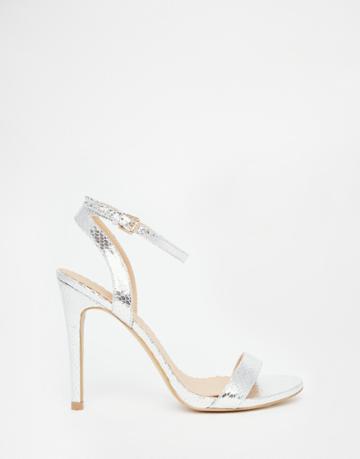 Head Over Heels By Dune Madame Silver Barely There Heeled Sandals - Silver