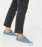 Asos Design Wide Fit Dime Lace Up Sneakers In Denim-blues