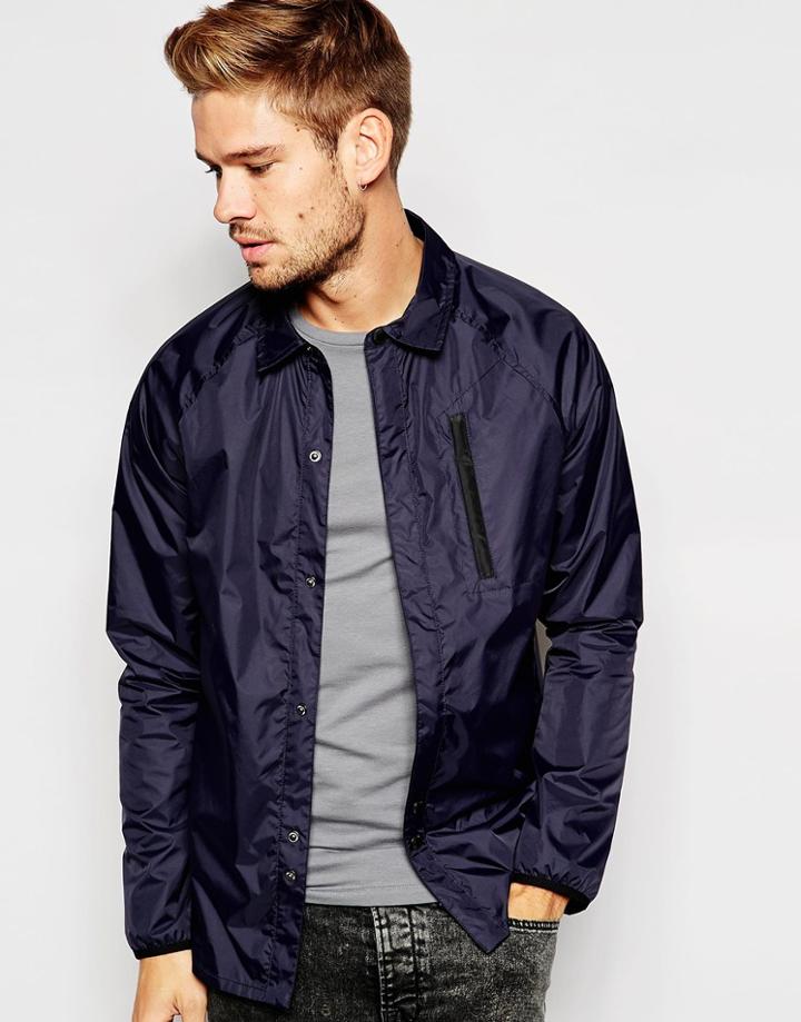Native Youth Casual Jacket With Mesh Lining - Navy