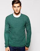 Asos Merino Crew Neck Sweater - Green Marl