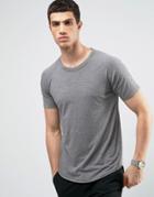 Selected Homme Raglan T-shirt With Curved Hem - Gray