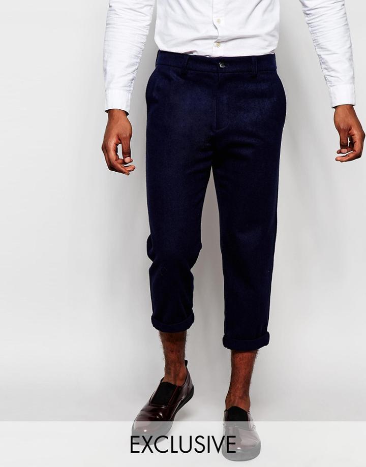 Reclaimed Vintage Cropped Pants In Relaxed Fit - Navy