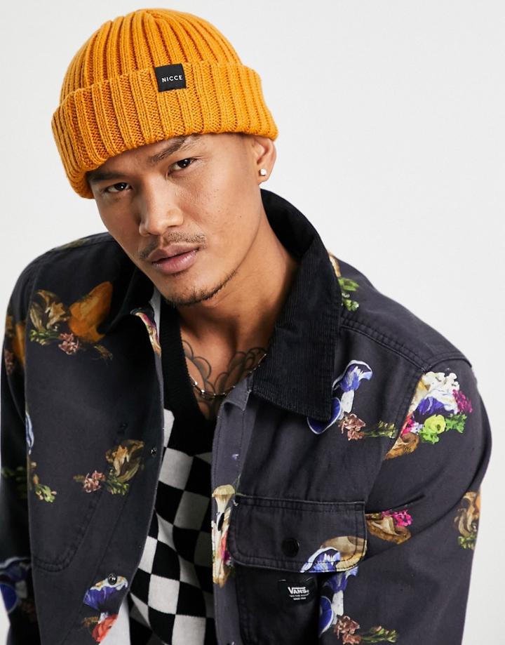 Nicce Karlo Ribbed Beanie In Orange