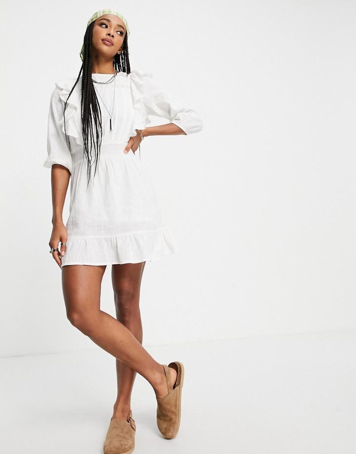 Violet Romance Ruffle Detail Mini Dress In White