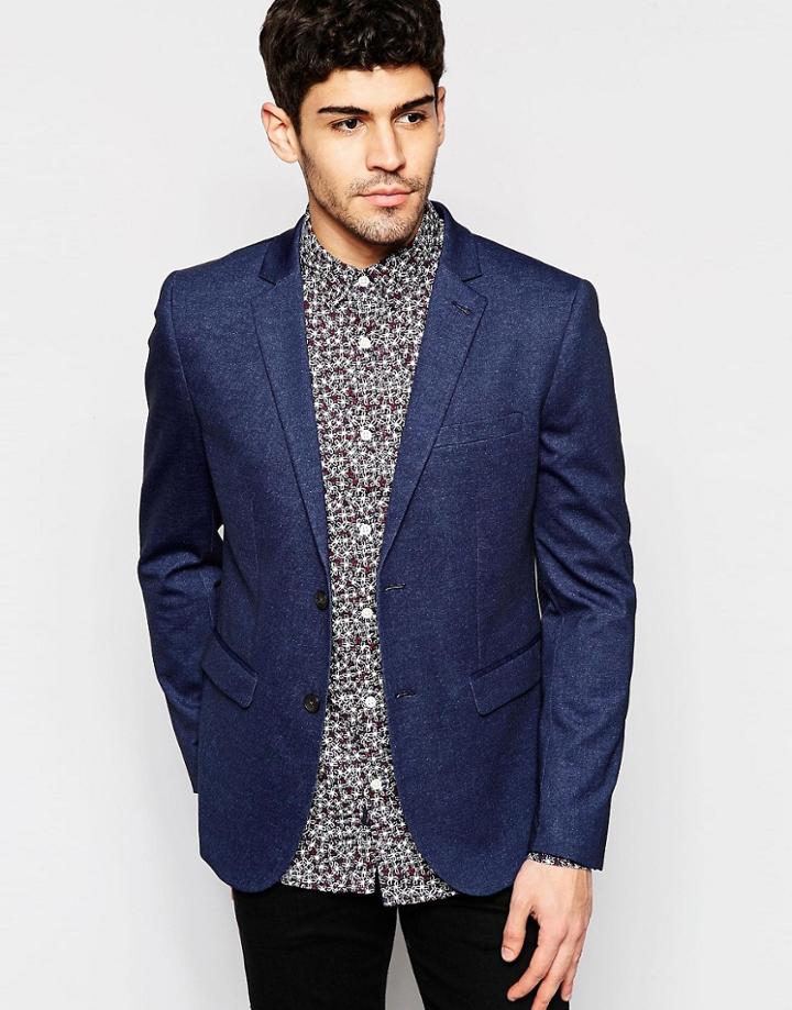New Look Jersey Blazer In Blue - Blue
