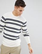 Selected Homme Knitted Sweater With Stripe - Gray