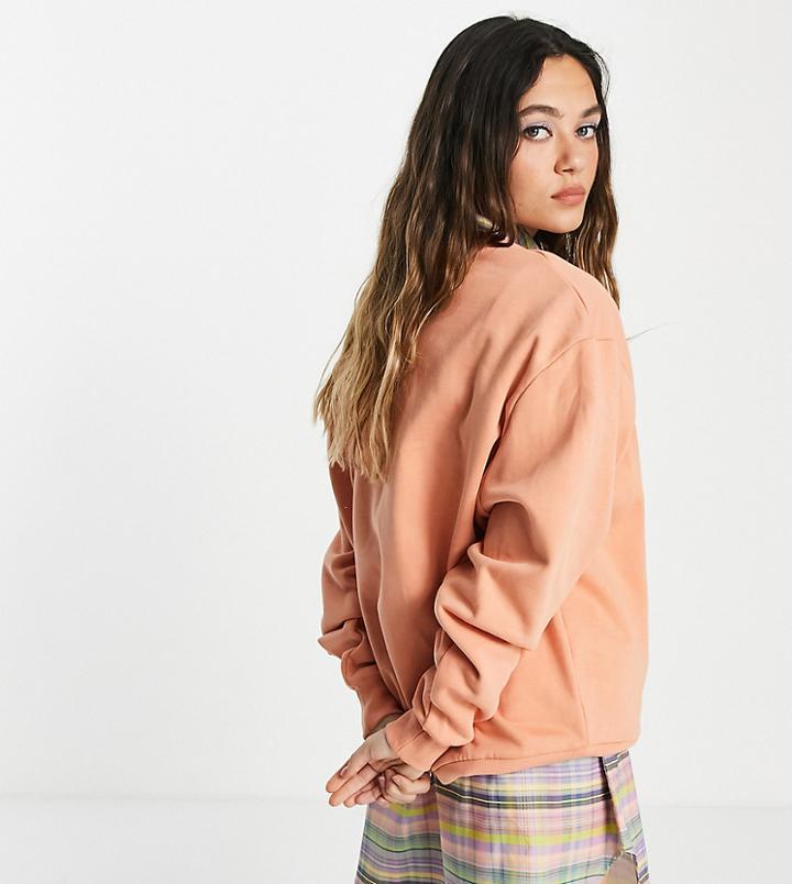 Collusion Unisex Sweatshirt In Coral-orange