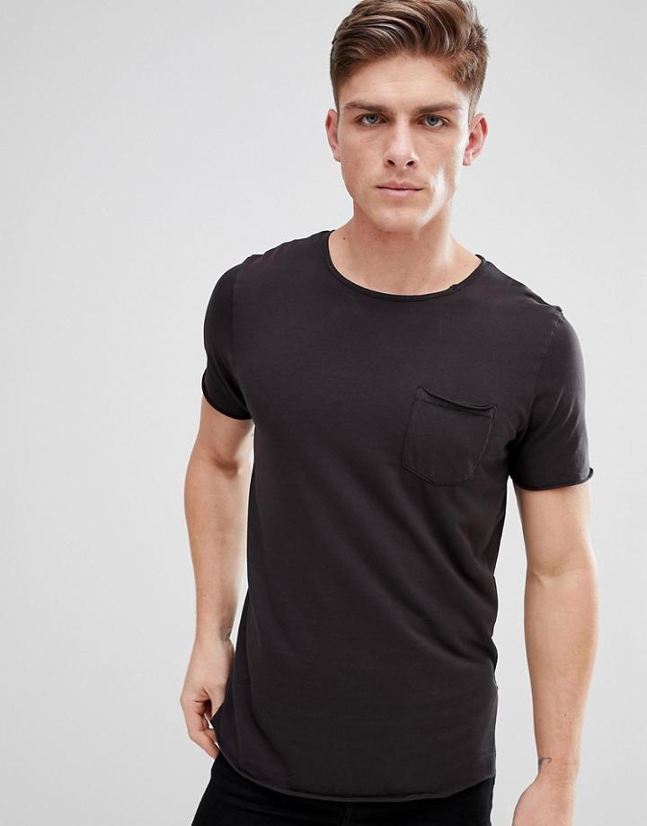 Jack & Jones Originals T-shirt With Raw Hem Details - Black