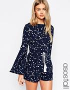 Asos Tall Star Print Wide Sleeve Romper - Star Print