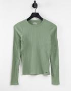 Hollister Long Sleeve Slim Rib T-shirt In Olive-green