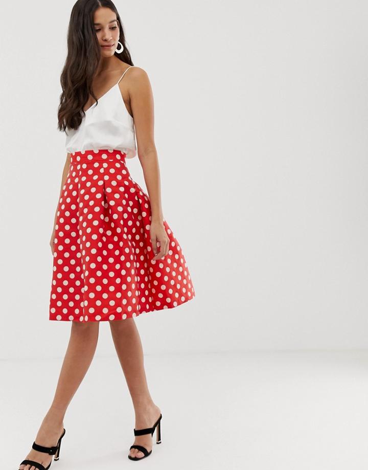 Closet Gold Pleated Full Skirt-red