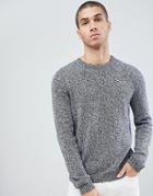 Asos Design Midweight Sweater In Black And White Twist - Gray