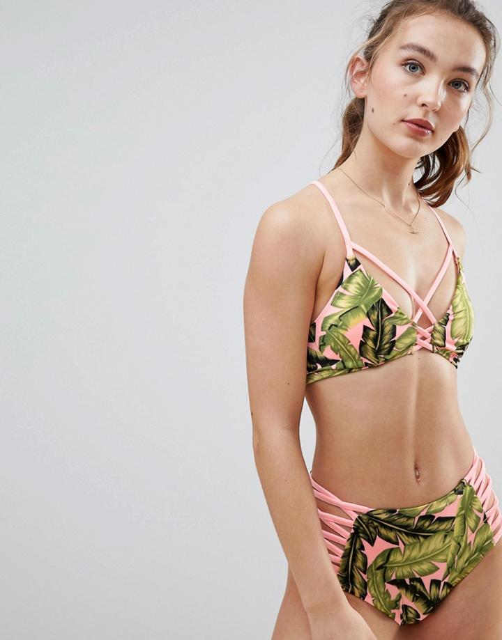 Hunkemoller Urban Utility Tropical Triangle Bikini Top - Multi