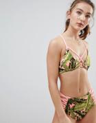 Hunkemoller Urban Utility Tropical Triangle Bikini Top - Multi