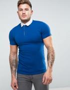 Asos Muscle Rugby Polo Shirt In Blue - Blue
