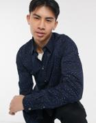 Paul Smith Tailored Printed Long Sleeve Shirt In Navy