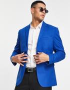 New Look Skinny Suit Jacket In Bright Blue