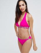 Forever Unique Gem Detail Halter Neck Bikini Set - Pink