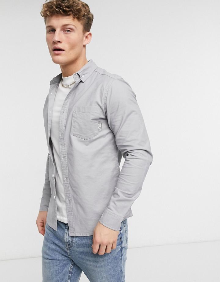 Asos Unrvlld Spply Slim Fit Organic Oxford Shirt In Charcoal-grey