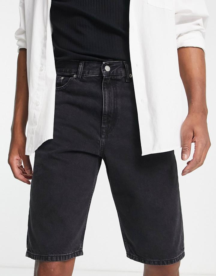 Dr Denim Omar Wide Leg Shorts In Black