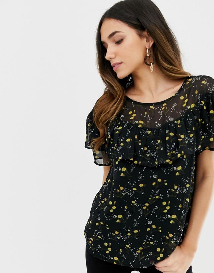 Vila Floral Ruffle Top - Multi
