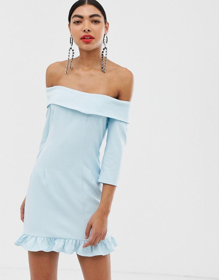 Unique21 Off The Shoulder Tailored Dress-blue