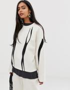 Weekday Sweater In Off White Smooth Print - Multi