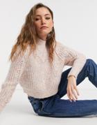Topshop Pointelle Sweater In Pink-multi