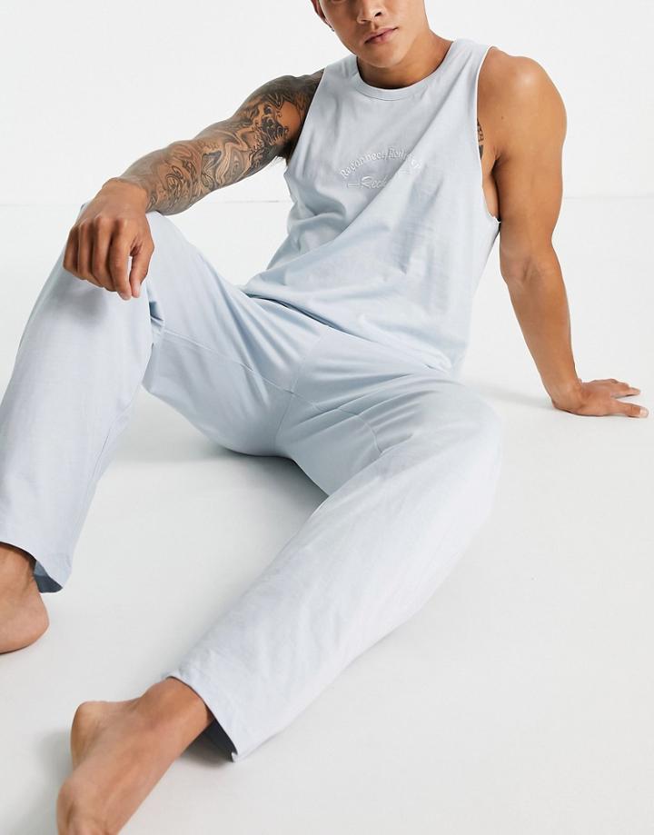 Asos Design Lounge Tank And Pants Set In Blue-blues