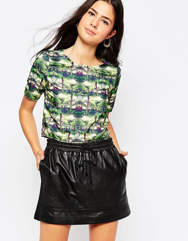 Oh My Love Box Crop Top In Palm Print - Palm Tree